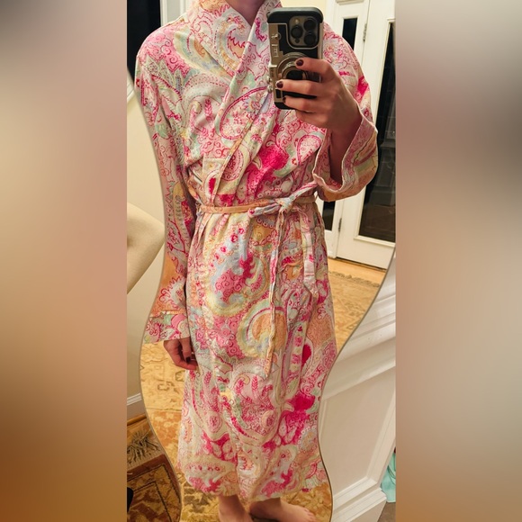 Colorful paisley long cotton bathrobe robe - Picture 9 of 9